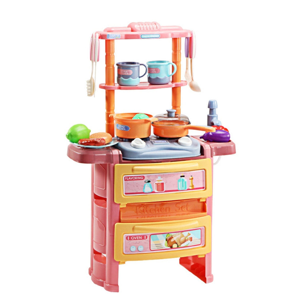 Dream Kitchen Role Play Cooking Children Tableware Toys Set with Sound Light Water Outlet Funtion