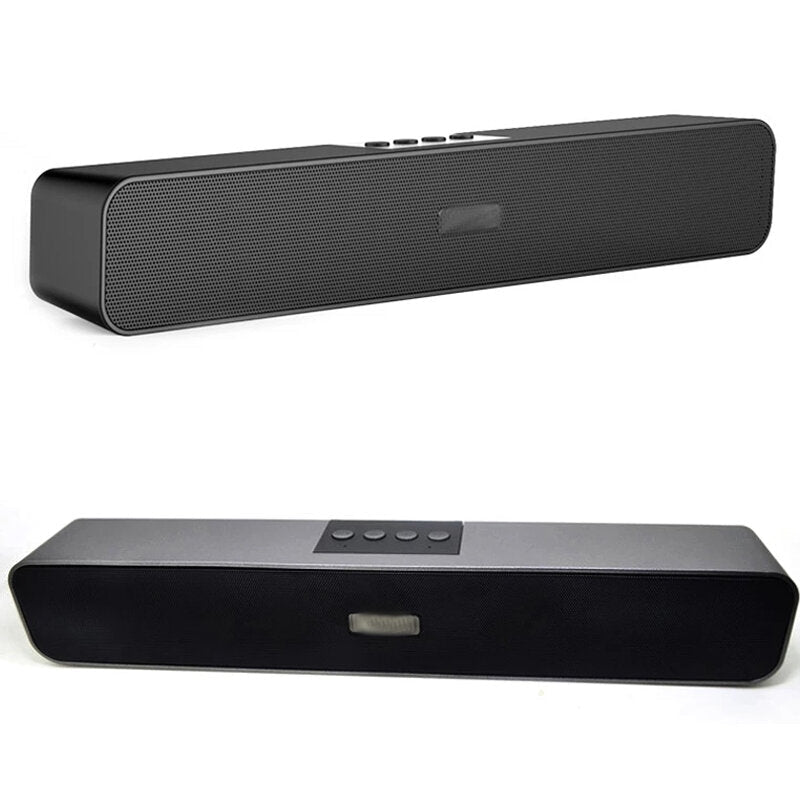 Wireless Bluetooth Soundbar 10W Home Theater Four Units Hi-Fi FM Radio TF Card AUX-In 1200mAh Computer Desktop Speaker with Mic