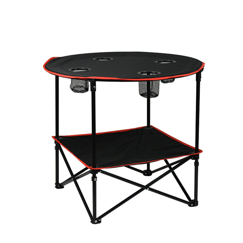 600D Canvas Beach Table Folding Lightweight Tabletop 4 Cup Holders Portable Picnic Camping Table with Storage Bag