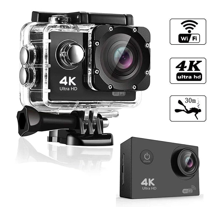 Wireless Wifi Camera HD 4K Waterproof Wide Angle 2.0 Inch Screen for Outdoor Sports Camera