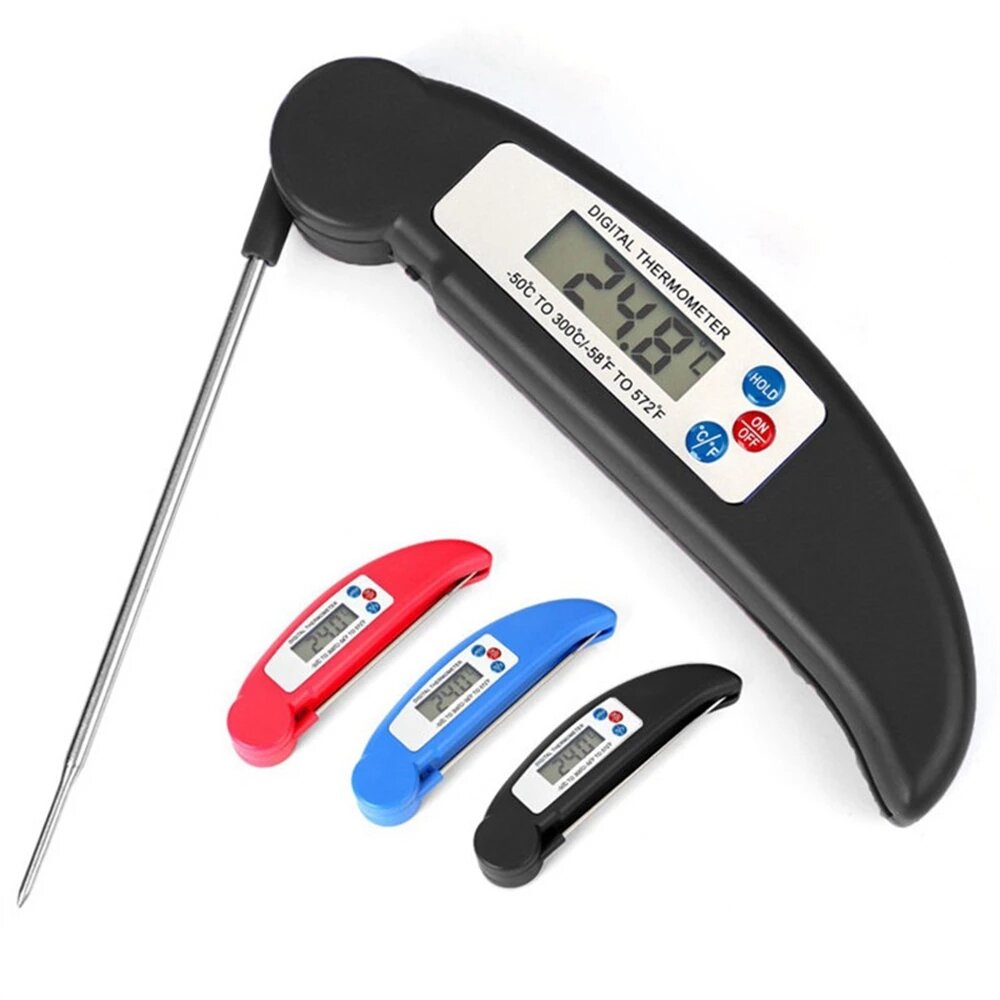 Folding Food Thermometer Quick Temperature Measurement Automatic Shut-Down for BBQ Baking