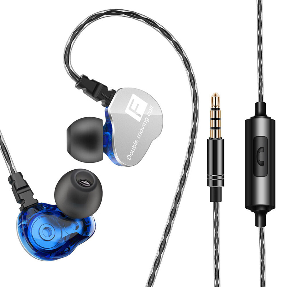 In-Ear 3.5mm Dual Moving Coil Earbuds Hi-Fi Earphone With Microphone