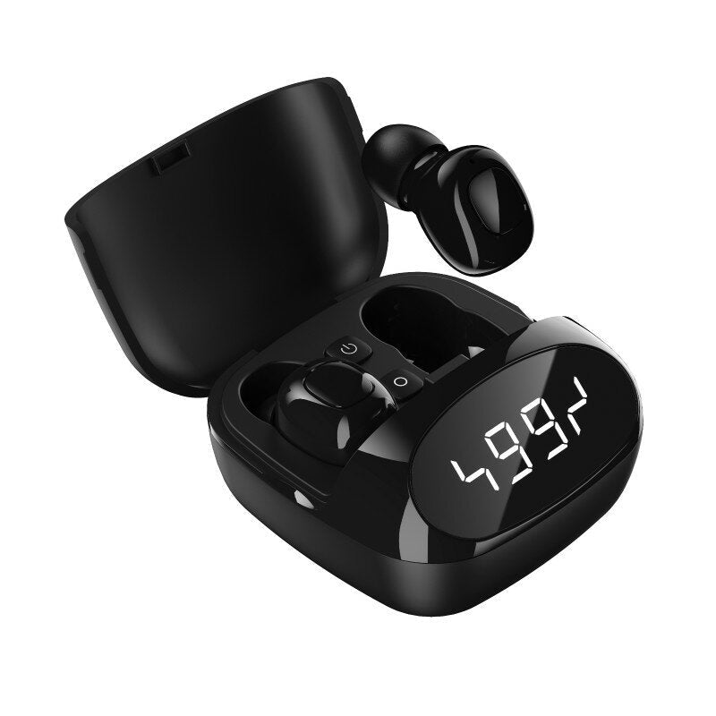 TWS LED Display Clock Wireless Bluetooth Earphone Stereo Sport Music Headphones with HD Mic for Hu