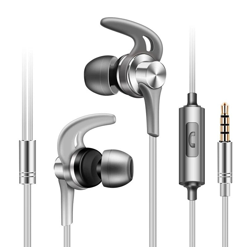 Metal In-ear Wired Headphone Horn Hi-Fi Music Heavy Bass Stereo Sound Headset Sports Running Earphones with Microphone