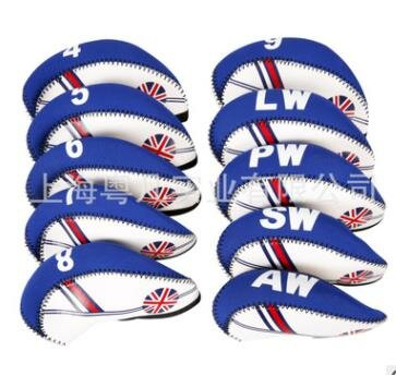 10Pcs/set Golf Club Iron Head Cover Headcover Neoprene Protect Set National Flag Headcover