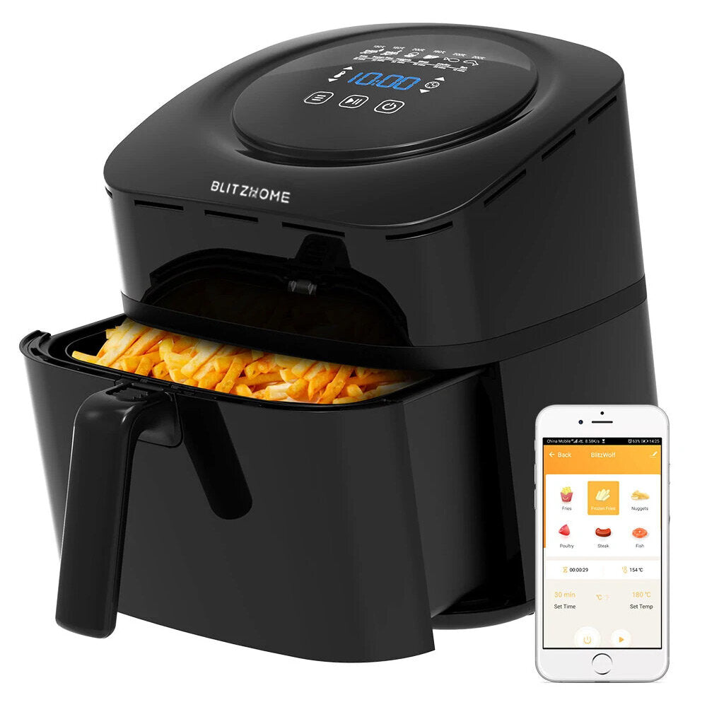 Smart Air Fryer with APP Control, 6L Large Capacity, Air Fryer Recipes, Temperature Control, Removable Basket