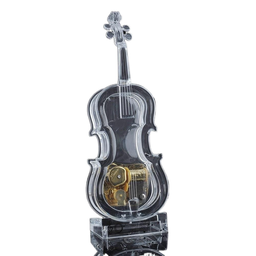 Mechanical Wind-up Violin Shape Music Box Without light