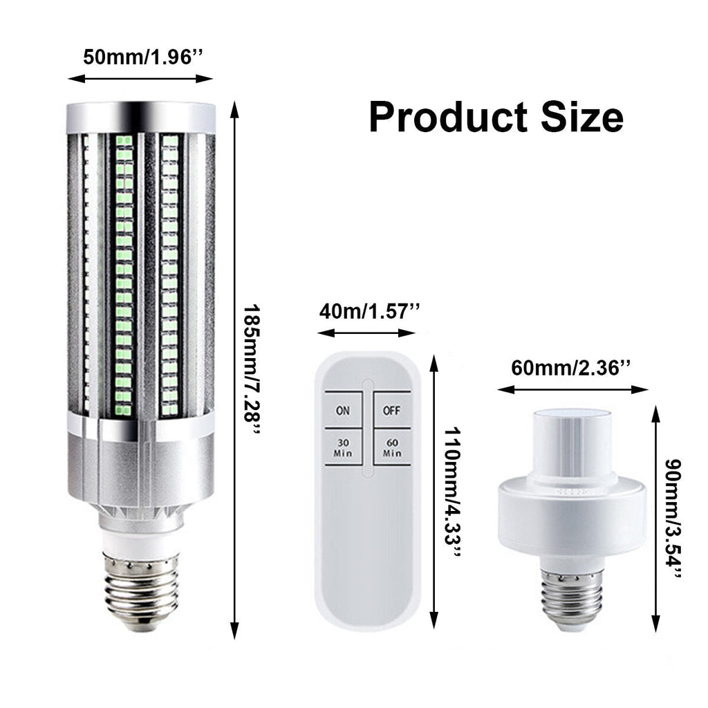 60W UV Disinfection Lamp Home Germicidal Bulb Timer Control Sterilization Lights