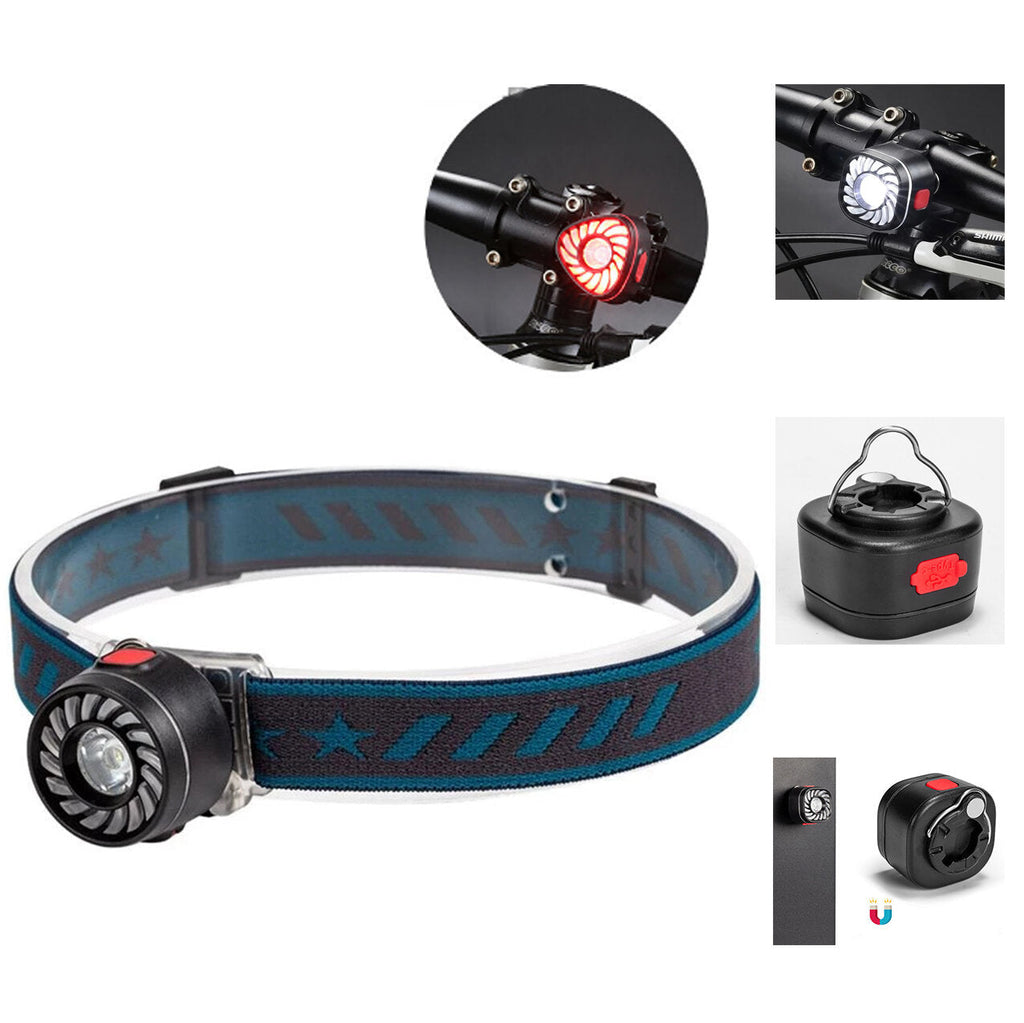 7 Modes XPE Bike Headlamp Bike Front Lamp with Hooks & Magnets Type-C Rechargerable Camping Cycling Running LED Light