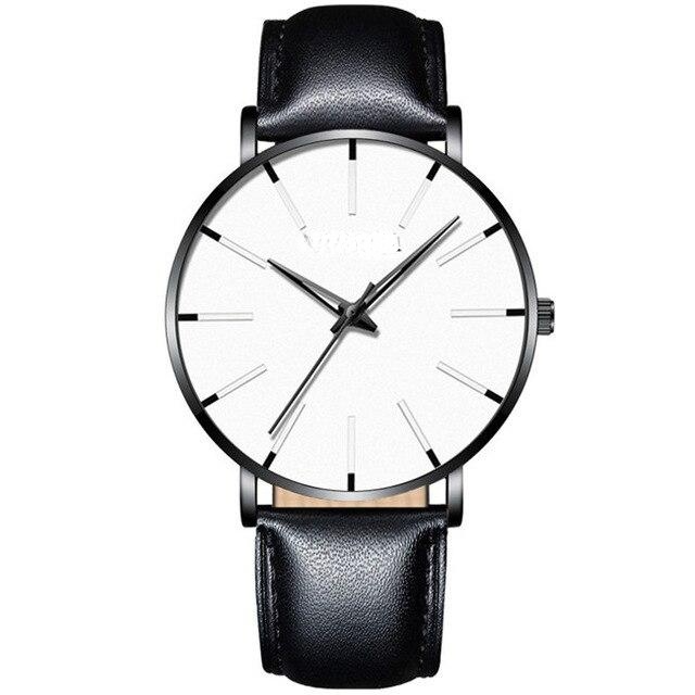 Minimalist Men's Fashion Ultra Thin Watches Simple Business Stainless Quartz