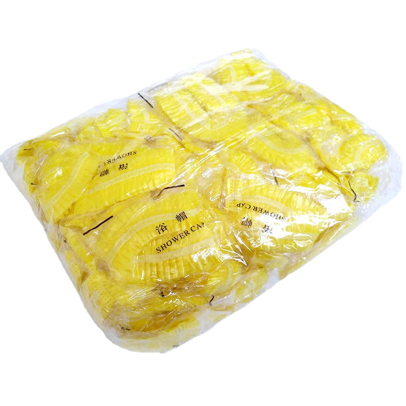 100pcs Individual Package Disposable PE Bath Shower Caps Waterproof Dustproof Shower Bag Bath Protective Strip Caps for Spa Hair Salon