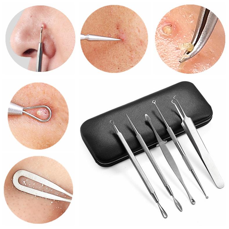 Blackhead Remover Kit Pimple Extractor Tool Acne Set With Mirror