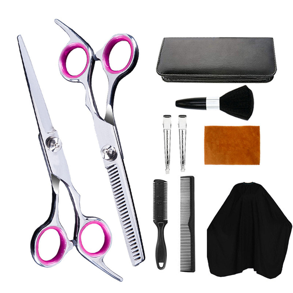 10PCS Barber Hair Cutting Thinning Scissors Shears Set Salon Hair Trimmer Pro Hairdressing Tool