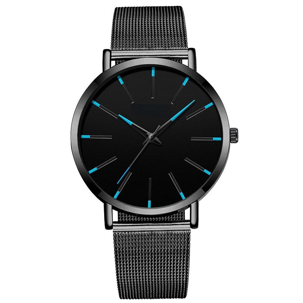 Minimalist Men's Fashion Ultra Thin Watches Simple Business Stainless Quartz