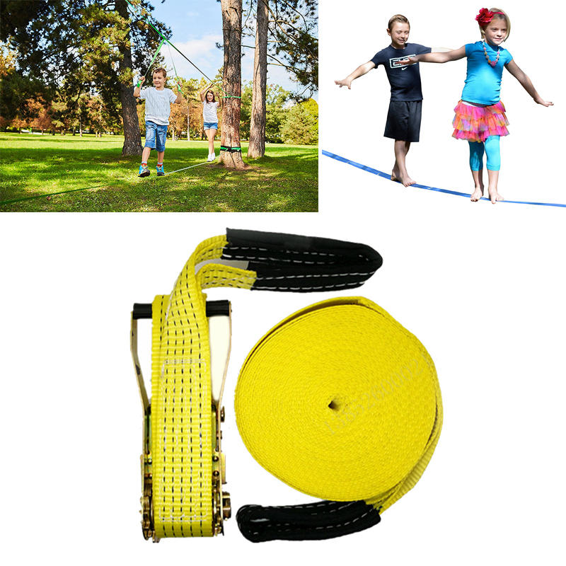 50ft Slacklines Outdoor Extreme Sport Balance Trainer Slackline Rope Sling For Kids And Adults