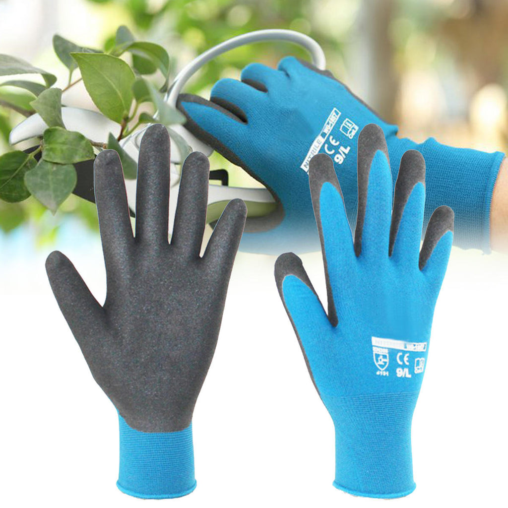 Garden Housework Gloves Waterproof Durable Nylon with Nitrile Sandy Coated Protection Safty Glove