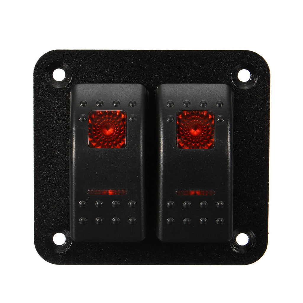 12V 24V 2 Gang Waterproof LED Car Marine Truck Boat RV Rocker Switch Panel