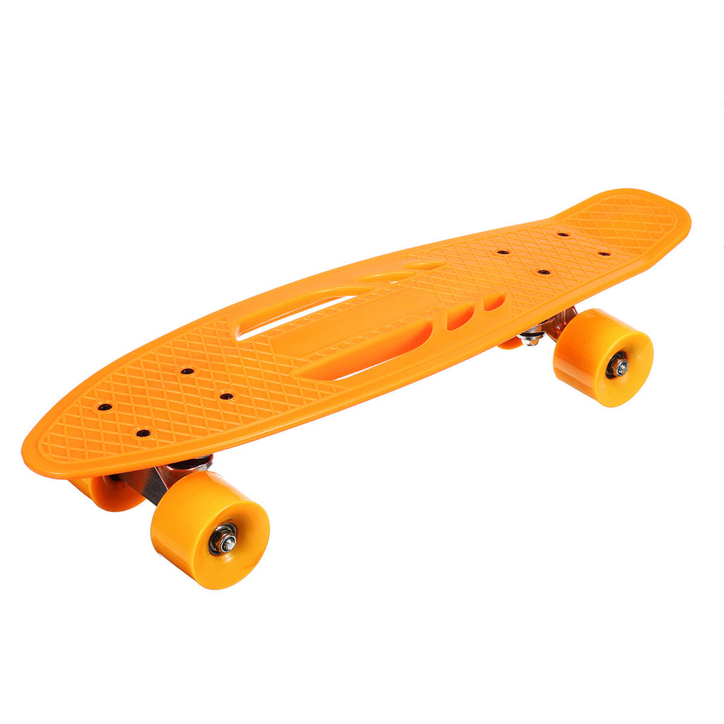 22Inch Unisex Children Adults Skateboards Hollow Design Skate Board Deck Strong Pulley Wheel High Elastic Shock Absorption PU Longboard