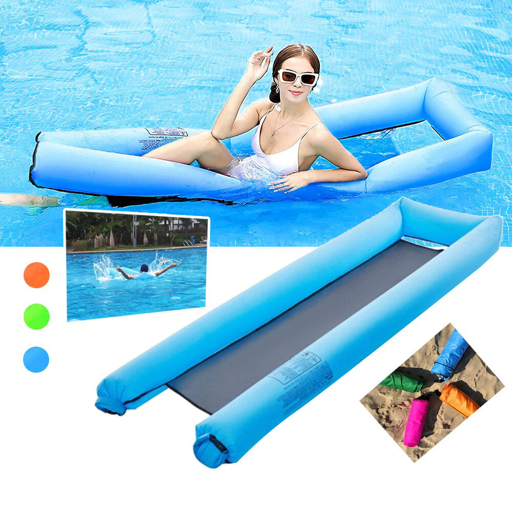 Summer Water Hammock Swimming Pool Inflatable Air Mattress Lounge Bed Floating Sleeping Chair Camping Beach