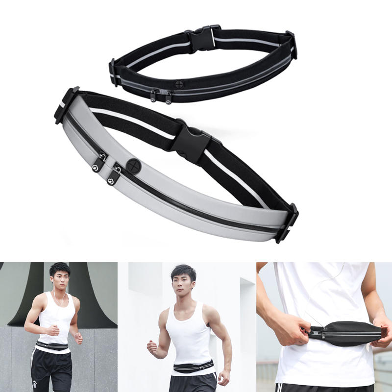 Waterproof Waist Bag Double Pockets Reflective Sport Running Pack Headphone Belt Pouch