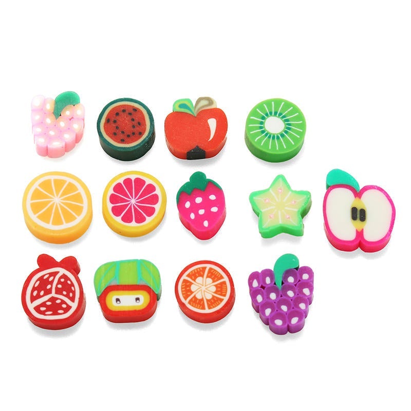 100PCS DIY Slime Accessories Decor Fruit Cake Flower Polymer Clay Toy Nail Beauty Ornament