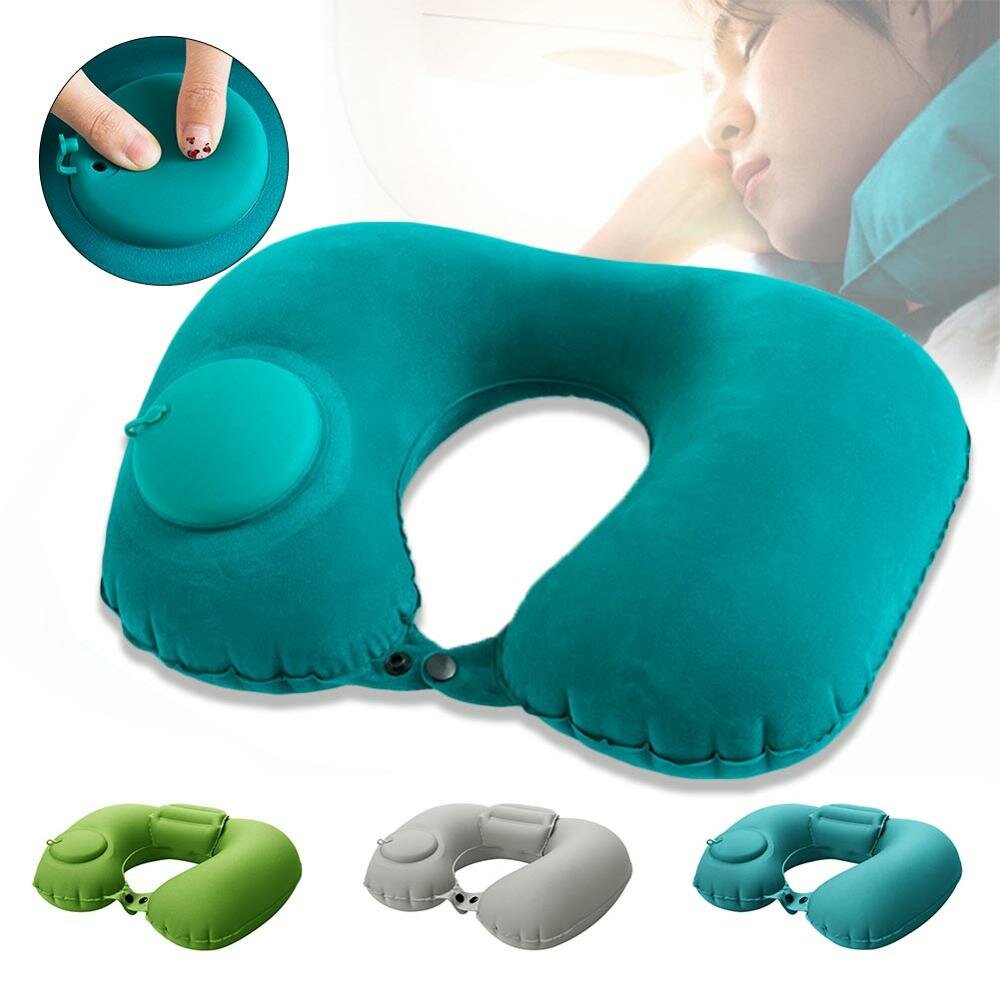 Press-inflatable U-shaped Pillow Functional Air Travel Cushion Office Travel Pillow Creative Portable Neck Pillow