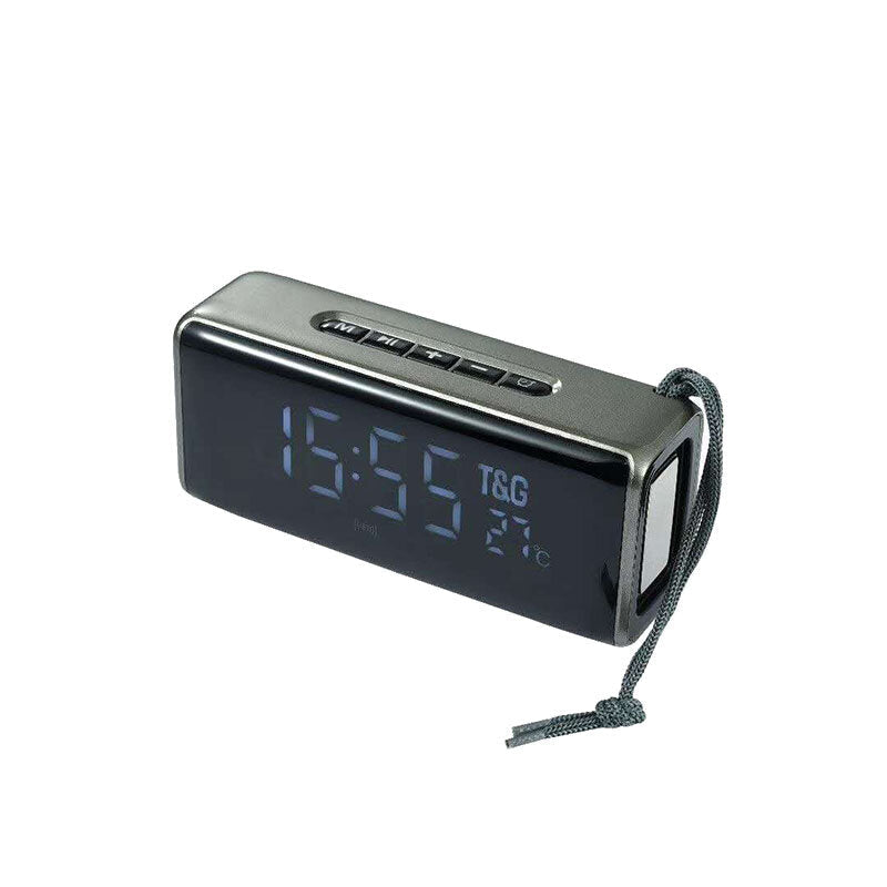 Bluetooth Speaker LED Temperature Alarm Clock Speaker Portable Column Bluetooth Sound Box Music System with TF AUX U-Disk FM Radio