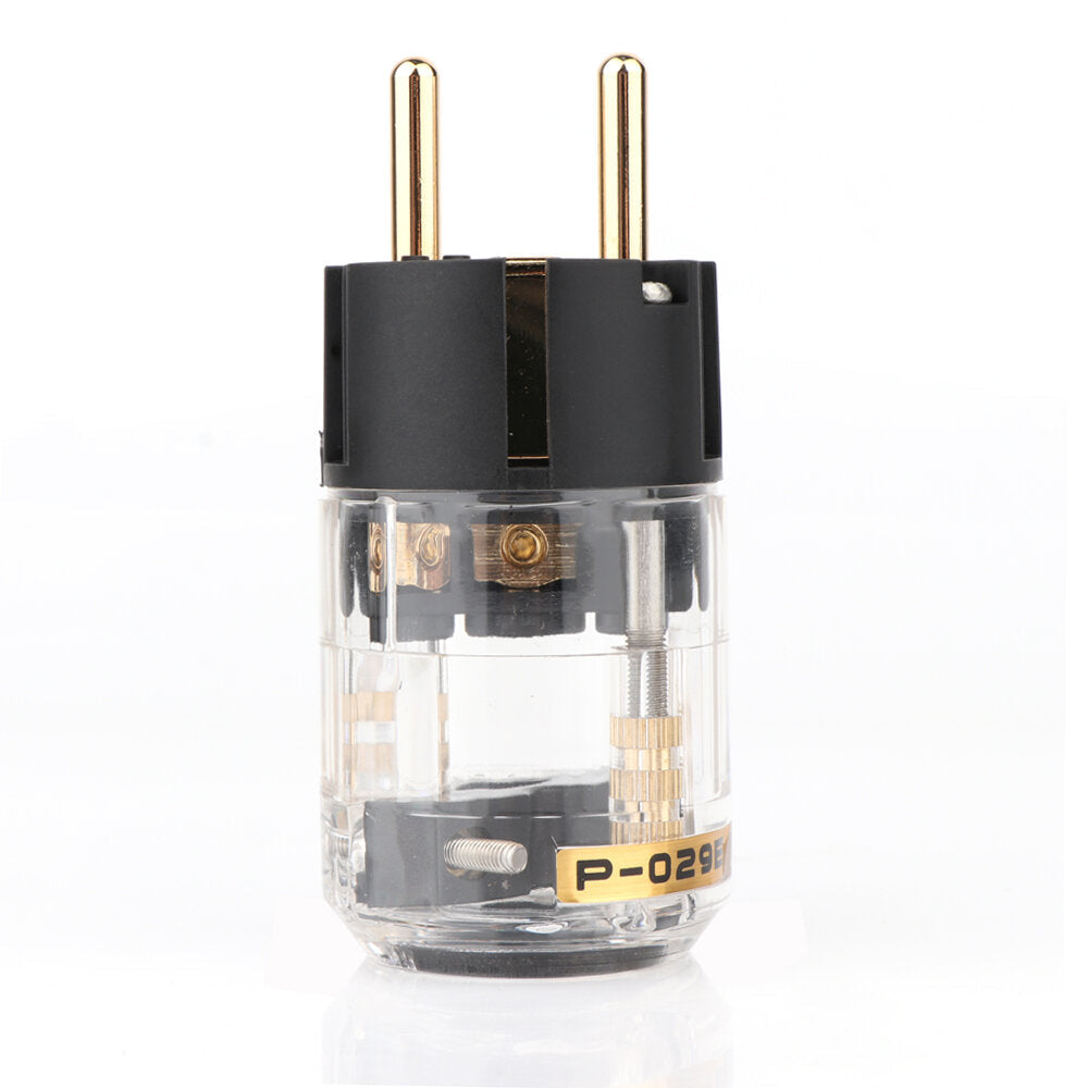 Power Plug IEC Gold Plated EU Audio Connector Hi-Fi Brass Ac Power Cord Plugs For Speaker
