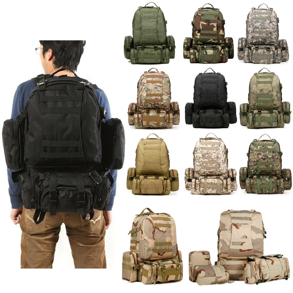 50L 600D Military Nylon Outdoor Sports Rucksack Backpack Camping Hiking Camouflage Shoulder Bag Pack