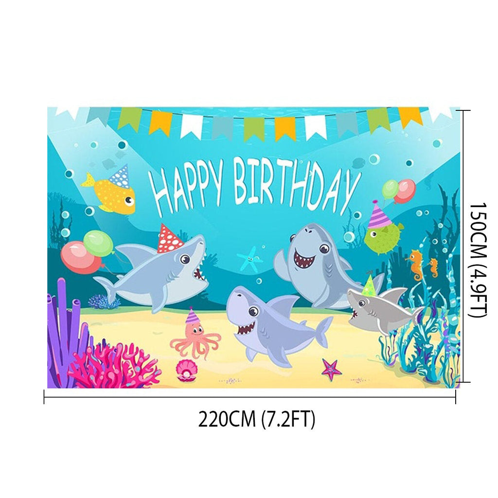 Shark Photography Backdrop Baby Shower Party Birthday Ocean Sea Background Party Decorations