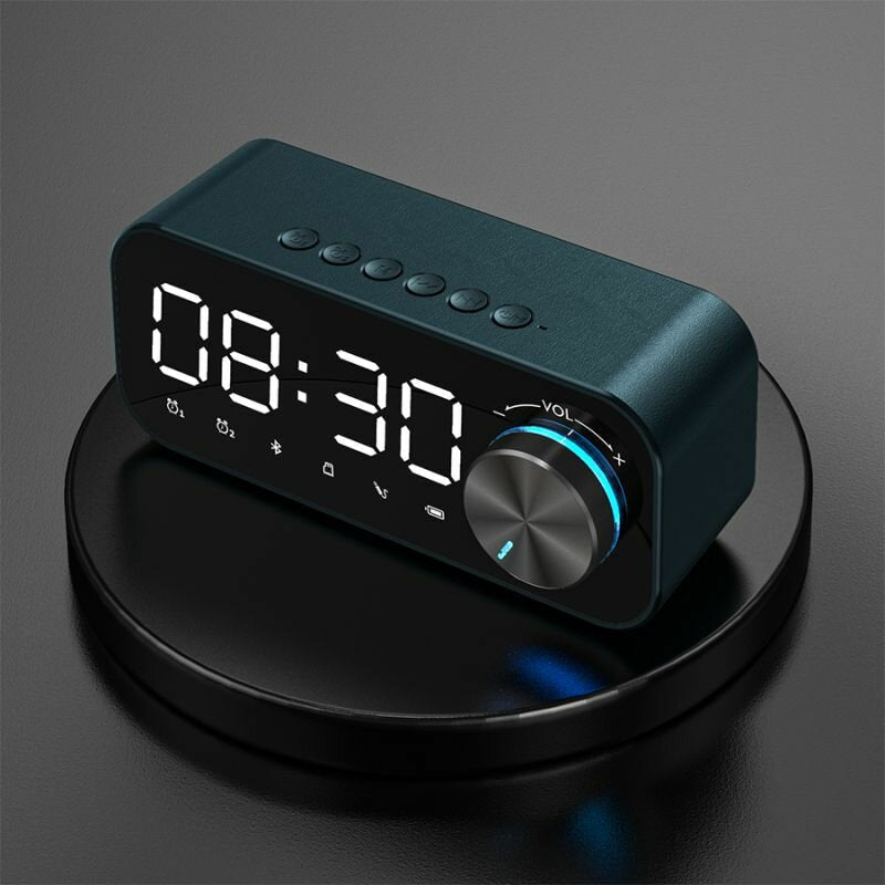 Bluetooth Subwoofer Music Player Speaker Alarm Clock With FM Radio Broadcast And Dual Alarm Clock Settings