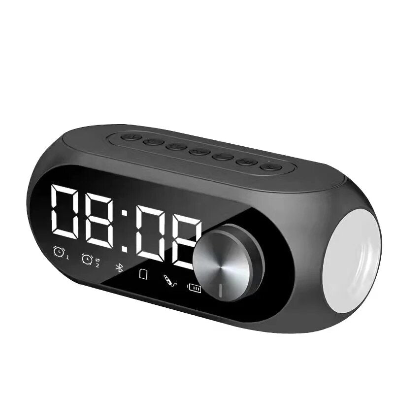 Bluetooth 5.0 Speaker Alarm Clock Mirror Night Light Multiple Play Modes LED Display 360 Surround 3D Stereo Sound 1400mAh Battery Life