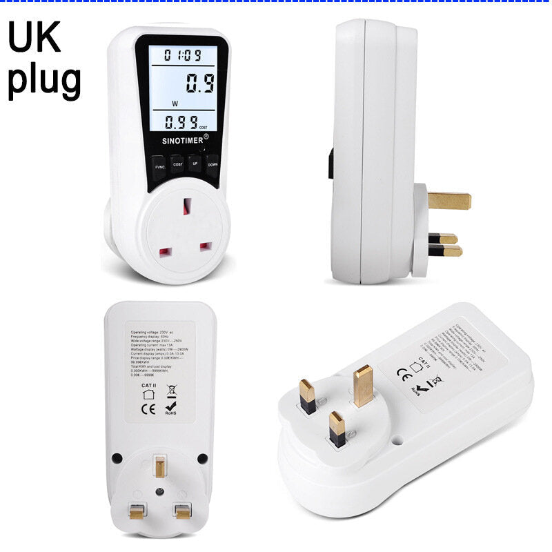 Plug Socket Digital Wattmeter Meter Power Consumption Watt Energy Meter KWh Electricity Analyzers Monitors with Backlight 110V/220V