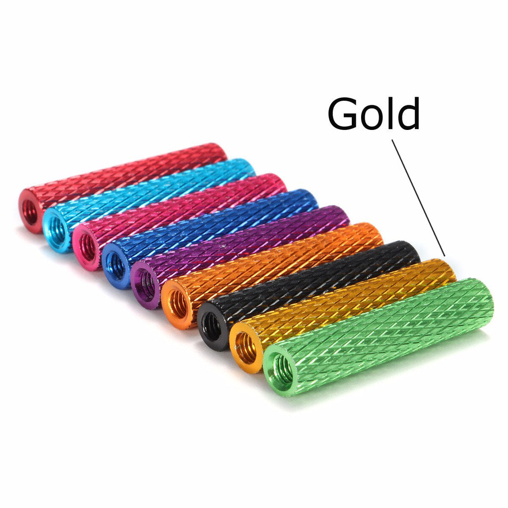 M3AS6 10Pcs M3 28mm Knurled Standoff Aluminum Alloy Anodized Spacer