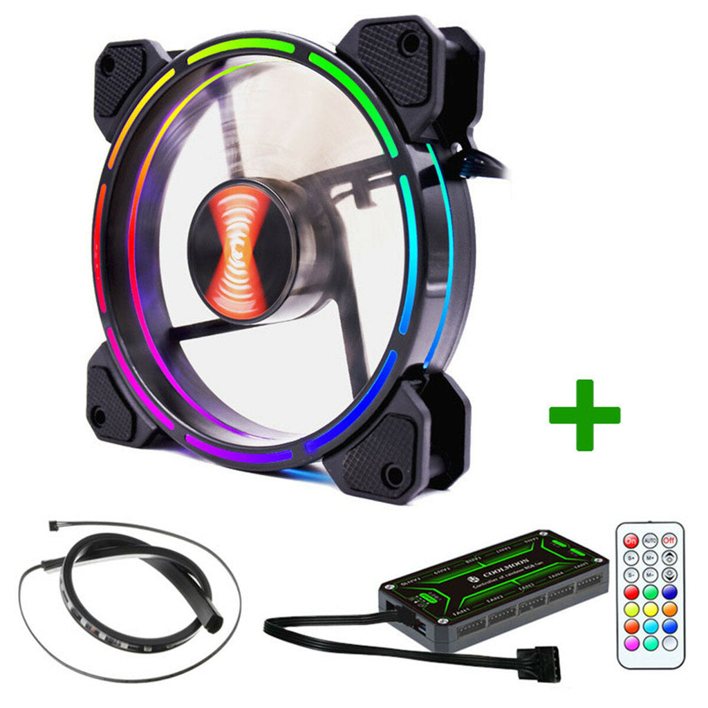 12cm 1 Fan Colourful RGB LED Ring PC 12cm Case Cooling Fan and Controller LED Light Bar