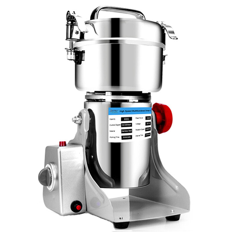 800A 2500W 800g Electric Grains Spices Cereal Dry Food Grinder Mill Grinding Machine Stainless Steel Blender