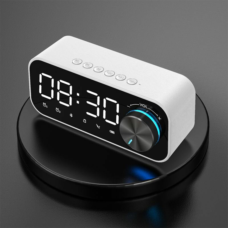 Bluetooth Subwoofer Music Player Speaker Alarm Clock With FM Radio Broadcast And Dual Alarm Clock Settings