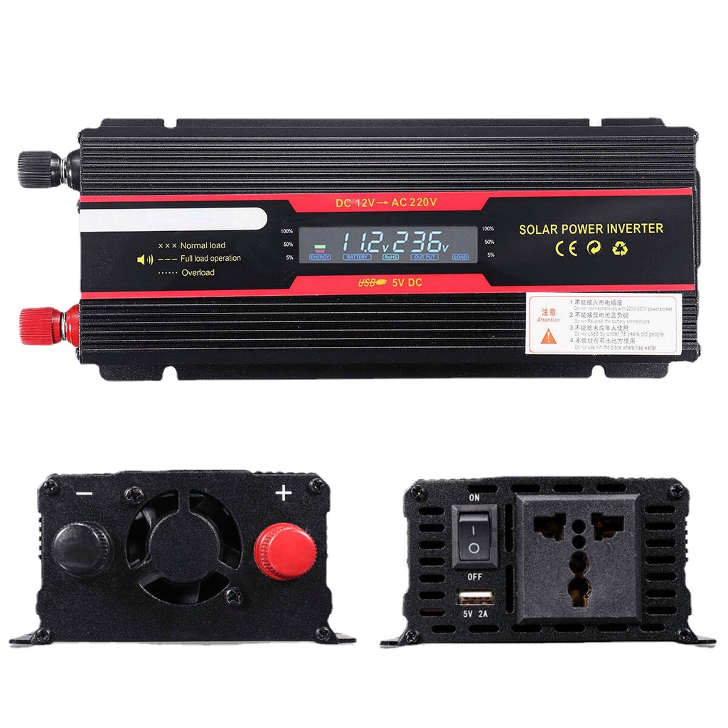 2000W Peak Car Power Inverter LCD Display DC 12 / 24V to AC 110V / 220V Modified Sine Wave Converter