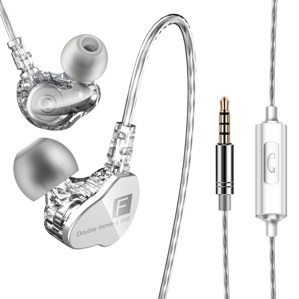 In-Ear 3.5mm Dual Moving Coil Earbuds Hi-Fi Earphone With Microphone