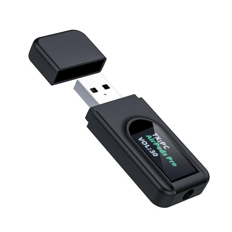 2 in 1 Bluetooth 5.0 Adapter USB AUX Wireless Audio Receiver Transmitter with Display Screen