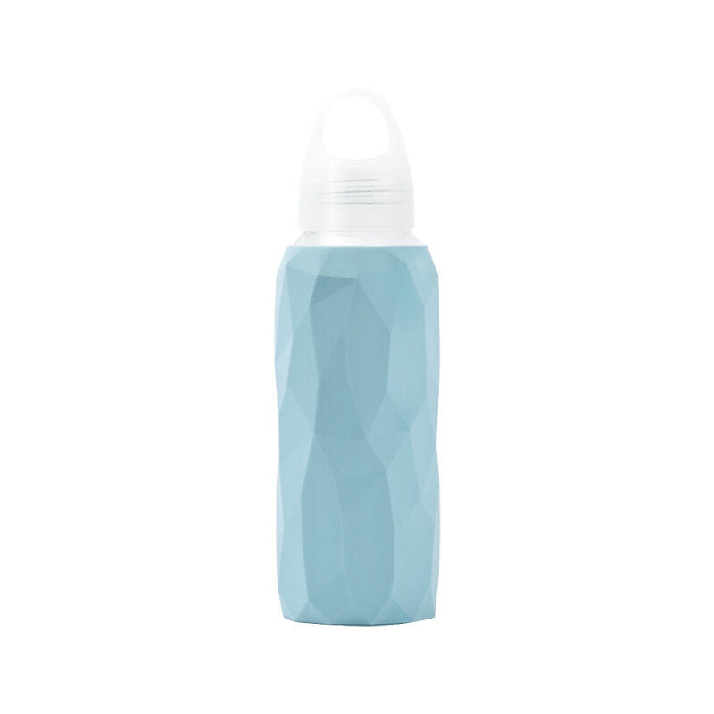 300ml Glass Water Bottle Sports Travel Drinking Cup With Silicone Cover