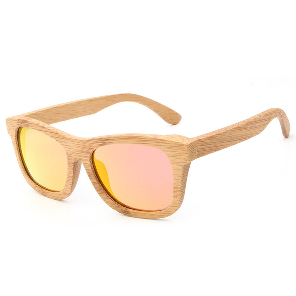 UV400 Handmade Retro Bamboo Wood Polarized Sunglasses Mirrored Wooden Glasses