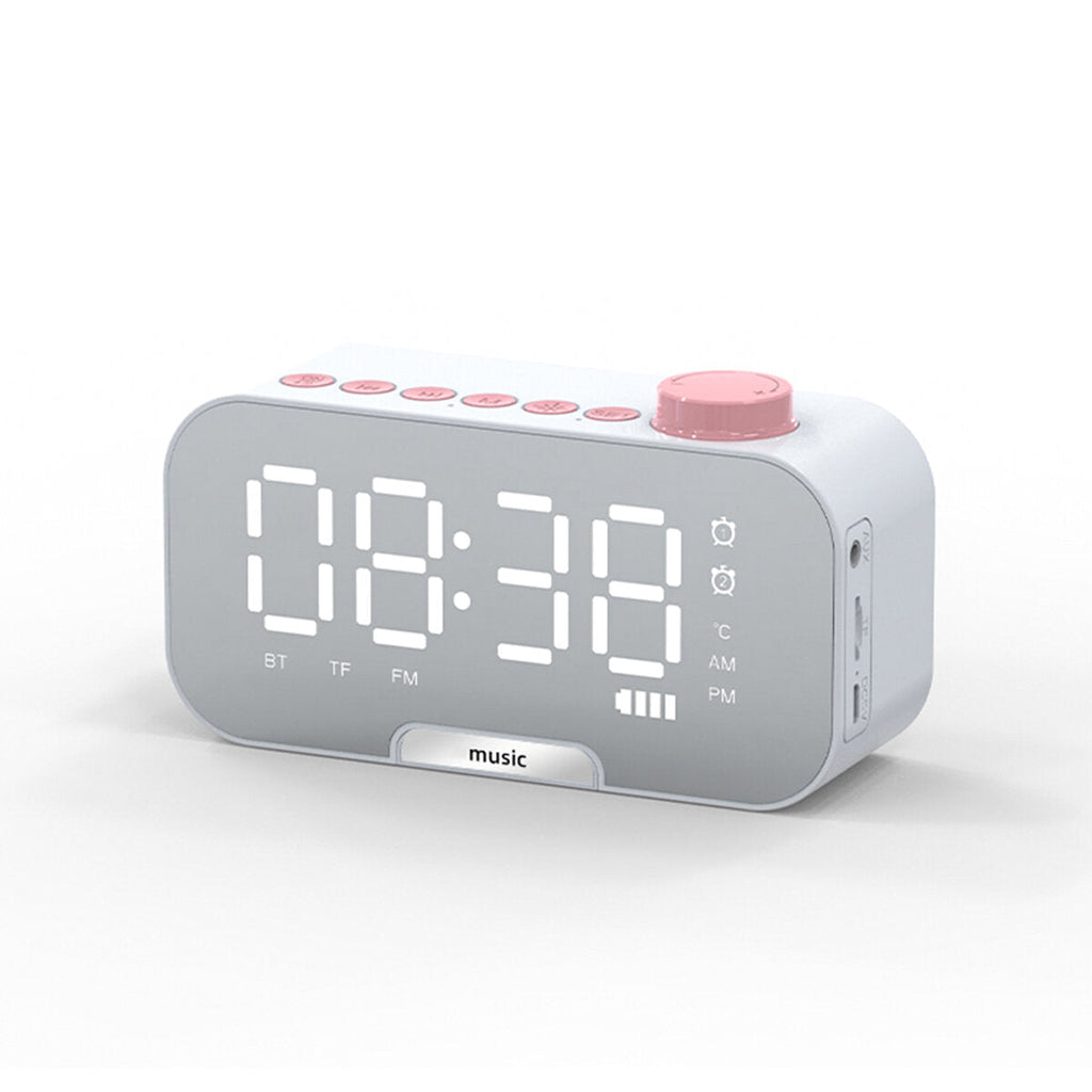 Wireless Bluetooth Speaker Portable Mini Mirror Alarm Clock Support TF Card FM Radio with Mic