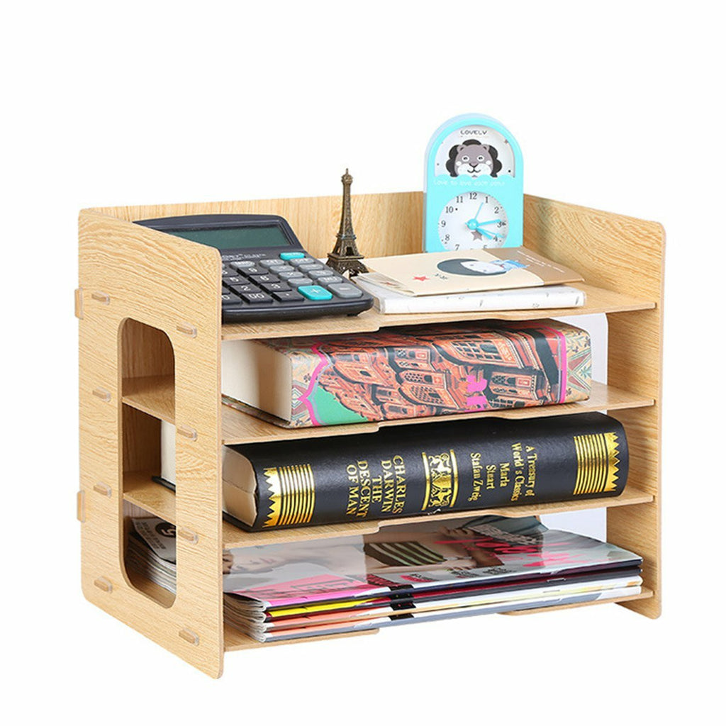 File Rack Desktop Wooden File Rack Student Book Stand Office Desk Storage Box Desktop Rack