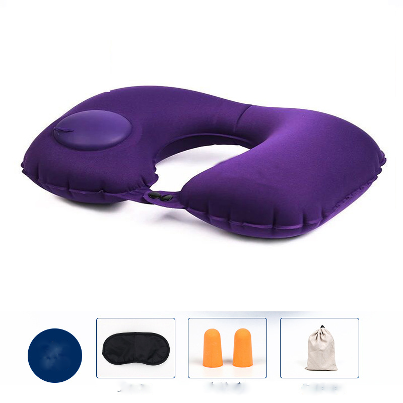 Press-inflatable U-shaped Pillow Functional Air Travel Cushion Office Travel Pillow Creative Portable Neck Pillow