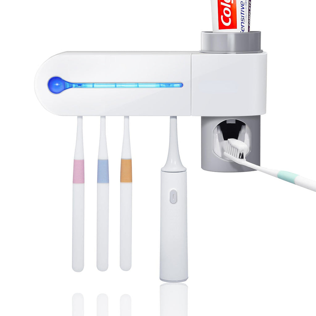 Multi-Toothbrush Sterilizer UV Sterilizer Toothbrush Holder Cleaner & Automatic Toothpaste Dispenser