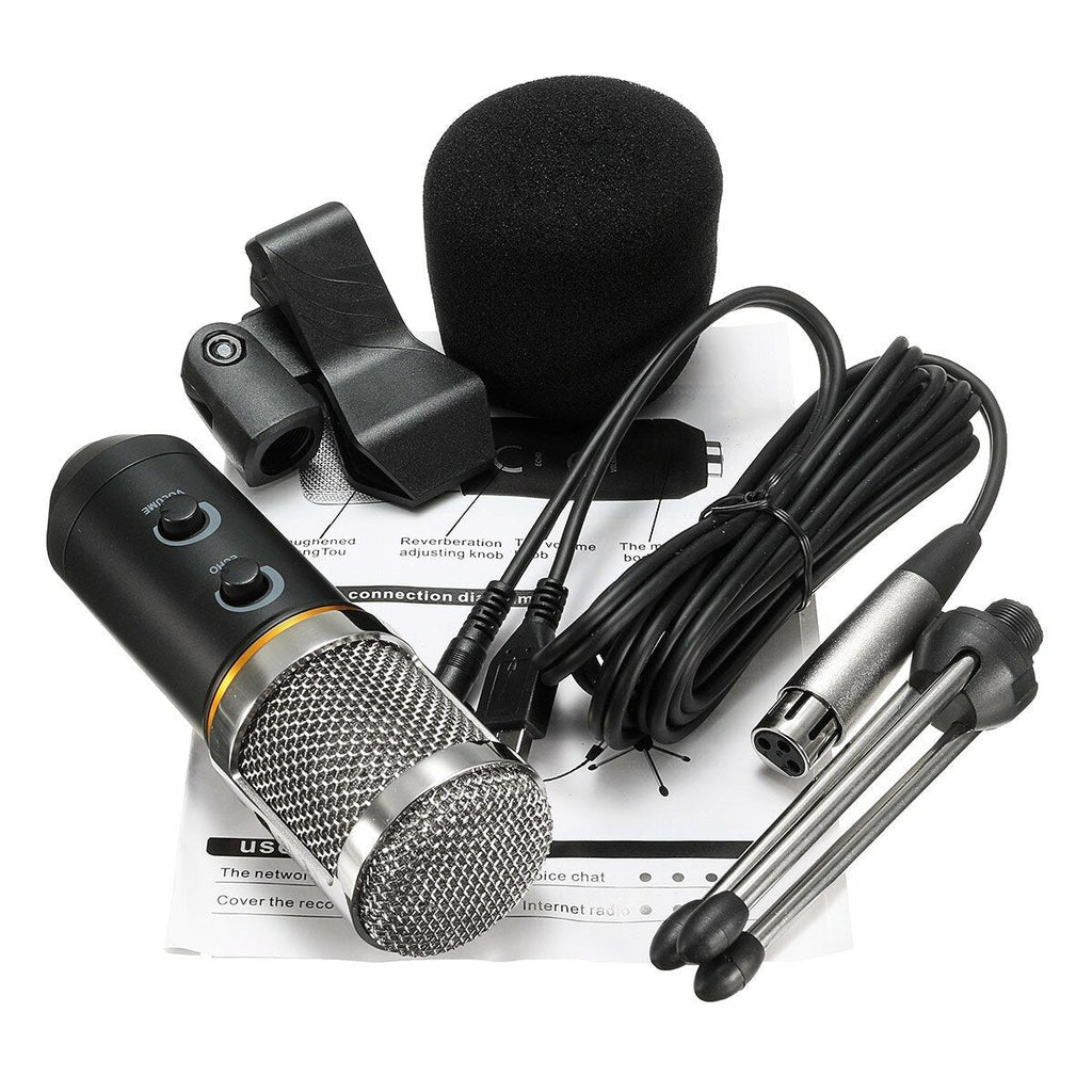 Audio USB Condenser Microphone Sound Recording Vocal Mic Stand Mount