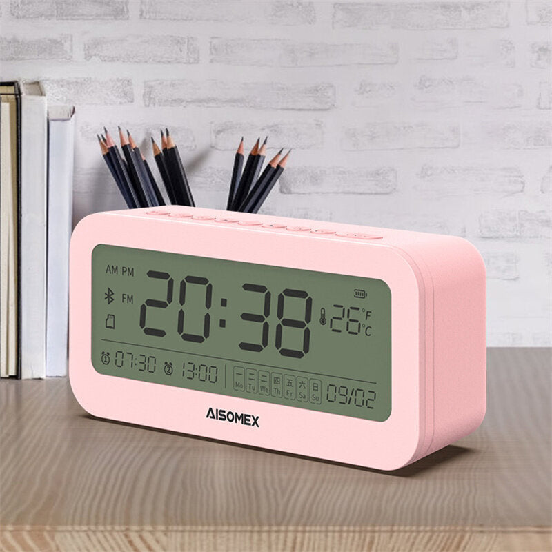 Alarm Clock Speaker Bluetooth 5.0 Day Demperature Display 3 Mode Night Light 1800mAh Battery