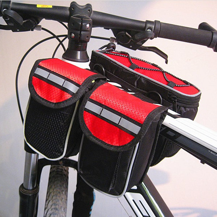 Bike Frame Front Tube Bag Double Tube Bag Outdoor Cycling with Waterproof Cover