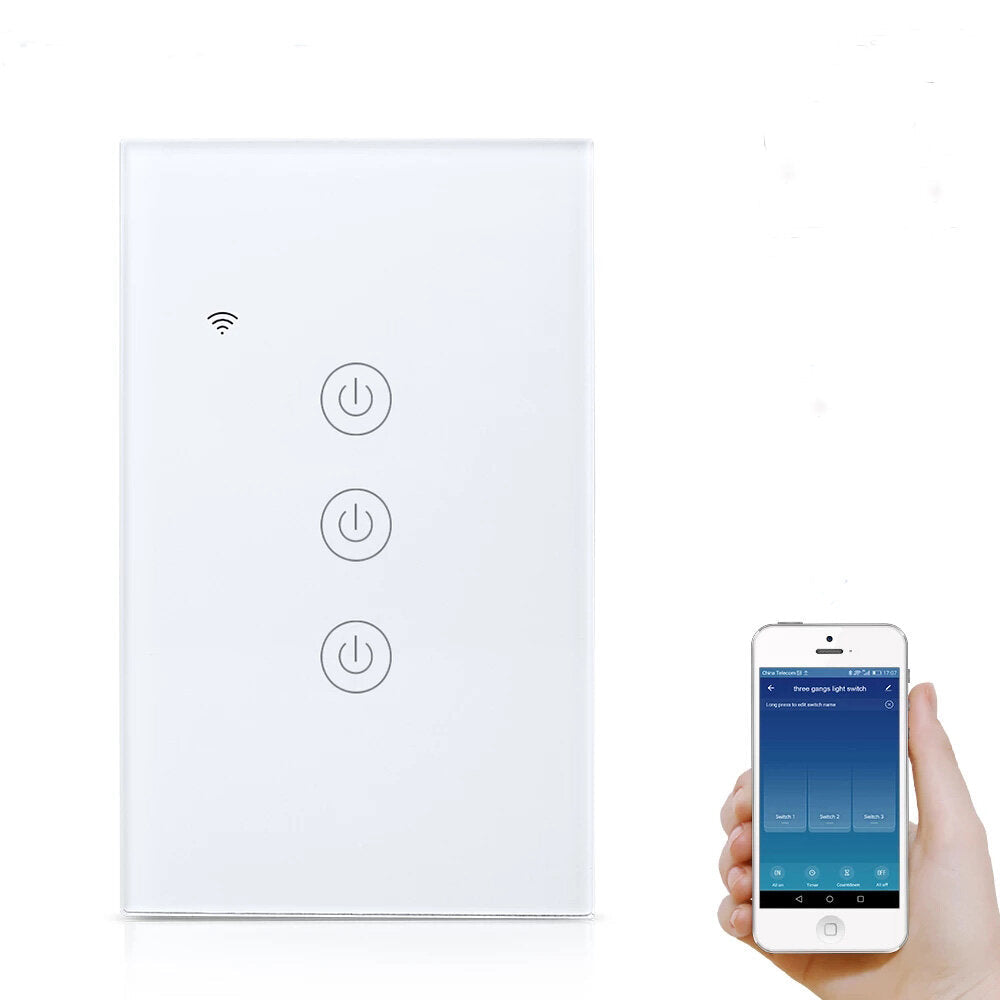 WiFi Light Switch Neutral Optional Wire 1 2 3 Gang Alexa Google Home Assistant Control 220v 240V